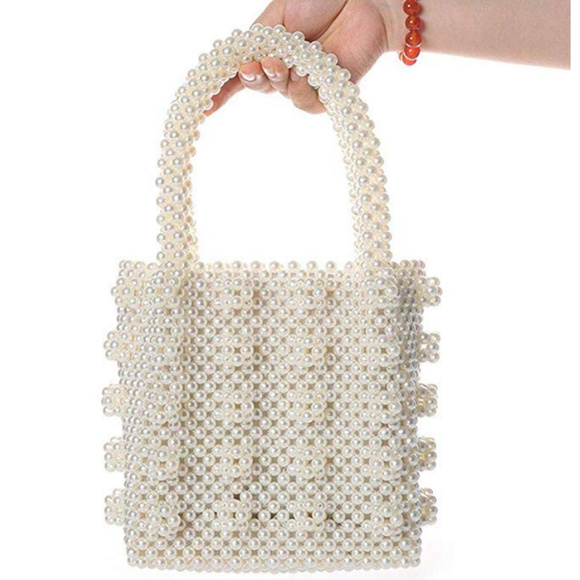 Beaded Handbags Handmade Weave Pearls Tote - Picture 7 of 8